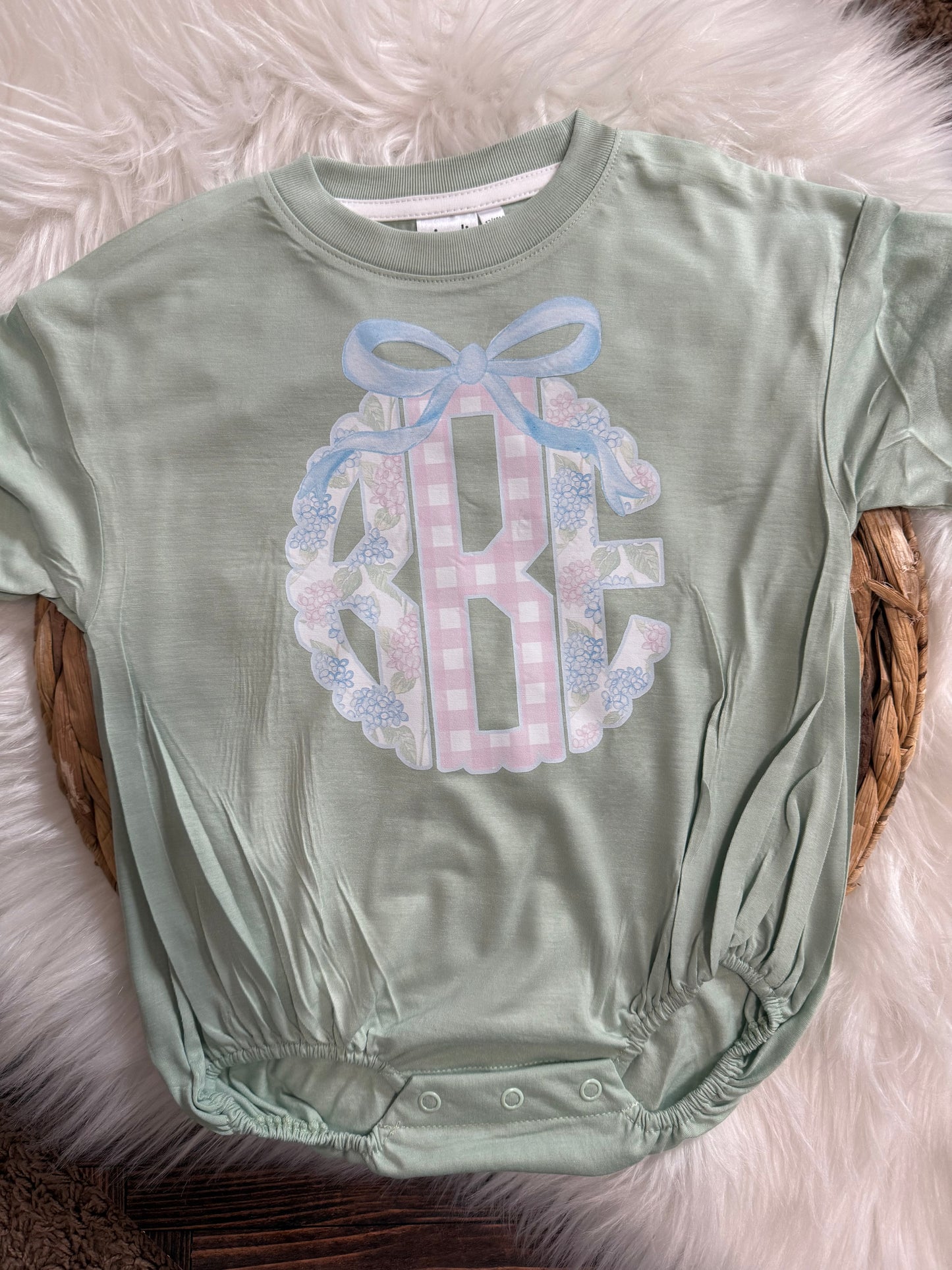 Gingham and Hydrangeas Grandmillienal Style Monogram